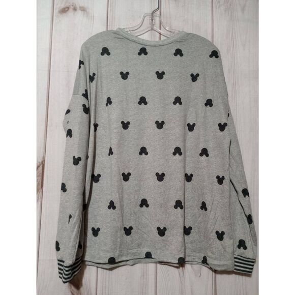 Disney Shirt Ladies Large Mickey Mouse Lounge Soft Light Weight Gray Black - Picture 2 of 6